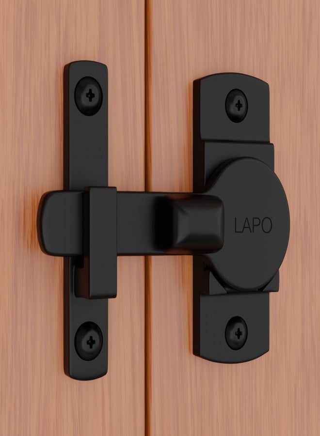 LAPO قفل مزلاج لابو للحمام، مزلاج أطفال بزاوية 180 درجة، قفل باب منزلق، مزلاج قلاب لغرفة النوم، الشرفة، المخزن (أسود، مصنوع من الزنك) - Image 1